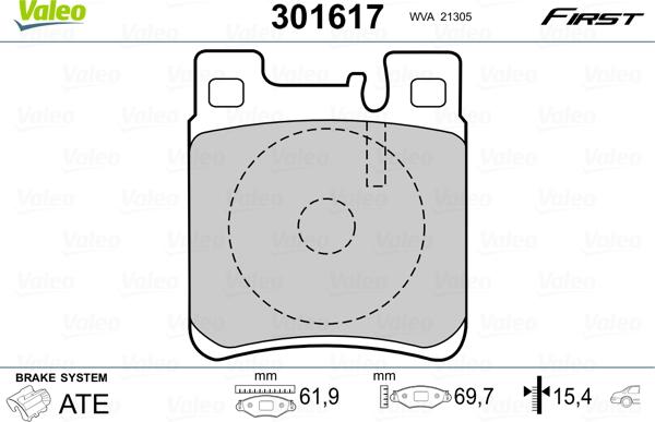 Valeo 301617 - Kit pastiglie freno, Freno a disco www.autoricambit.com