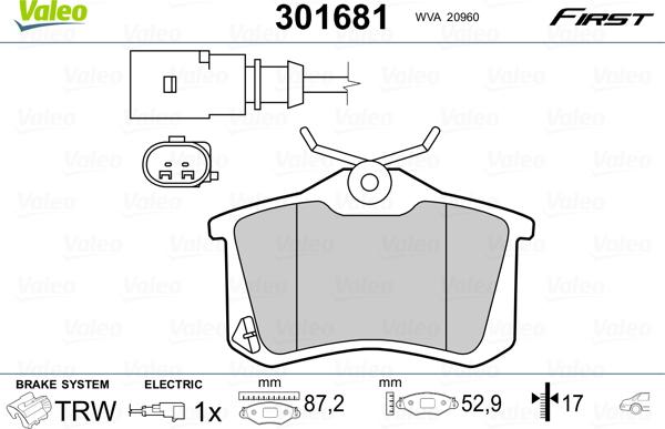 Valeo 301681 - Kit pastiglie freno, Freno a disco www.autoricambit.com