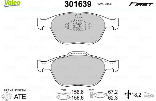 Valeo 301639 - Kit pastiglie freno, Freno a disco www.autoricambit.com