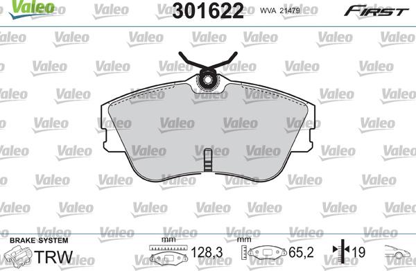 Valeo 301622 - Kit pastiglie freno, Freno a disco www.autoricambit.com