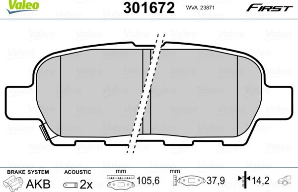 Valeo 301672 - Kit pastiglie freno, Freno a disco www.autoricambit.com