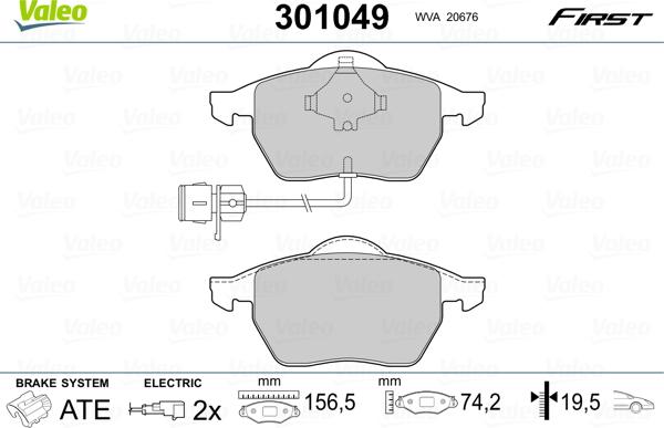 Valeo 301049 - Kit pastiglie freno, Freno a disco www.autoricambit.com