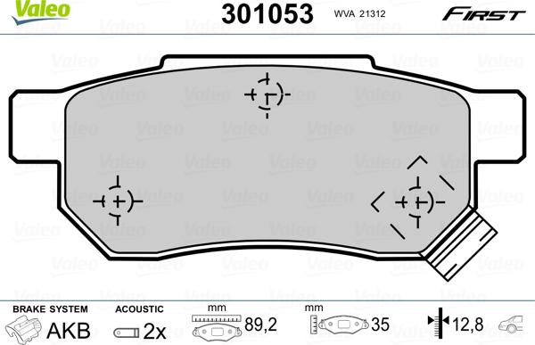 Valeo 301053 - Kit pastiglie freno, Freno a disco www.autoricambit.com