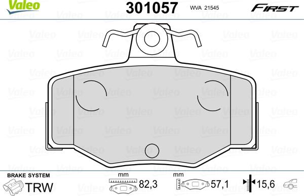 Valeo 301057 - Kit pastiglie freno, Freno a disco www.autoricambit.com