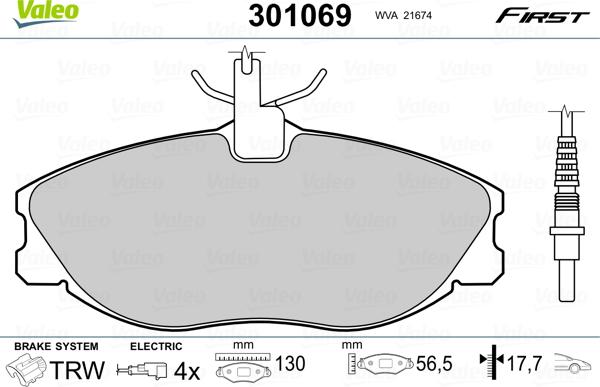 Valeo 301069 - Kit pastiglie freno, Freno a disco www.autoricambit.com