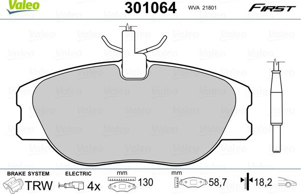 Valeo 301064 - Kit pastiglie freno, Freno a disco www.autoricambit.com