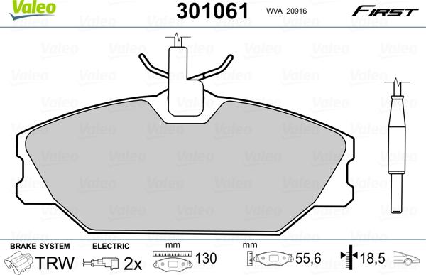 Valeo 301061 - Kit pastiglie freno, Freno a disco www.autoricambit.com