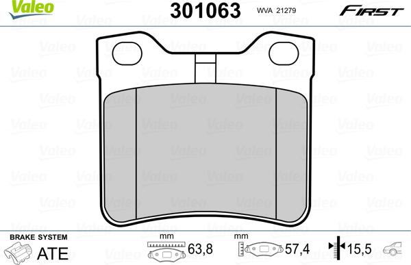 Valeo 301063 - Kit pastiglie freno, Freno a disco www.autoricambit.com