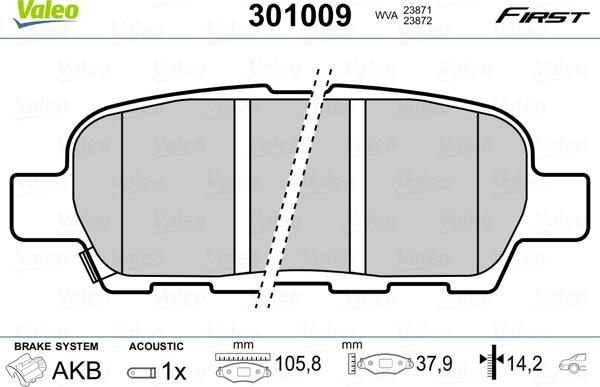 Valeo 301009 - Kit pastiglie freno, Freno a disco www.autoricambit.com