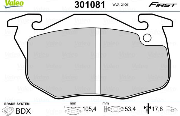 Valeo 301081 - Kit pastiglie freno, Freno a disco www.autoricambit.com