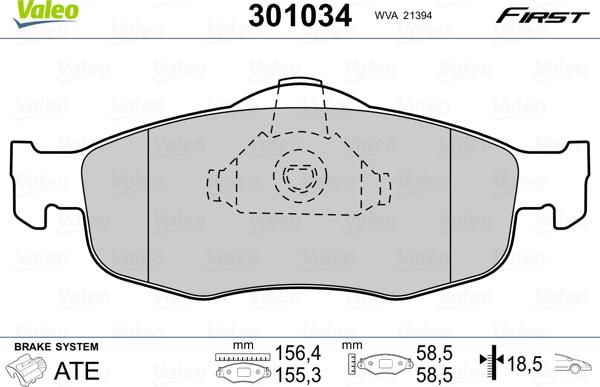 Valeo 301034 - Kit pastiglie freno, Freno a disco www.autoricambit.com