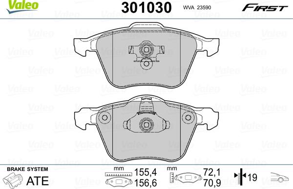 Valeo 301030 - Kit pastiglie freno, Freno a disco www.autoricambit.com