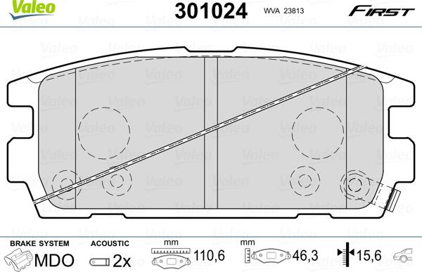 Valeo 301024 - Kit pastiglie freno, Freno a disco www.autoricambit.com