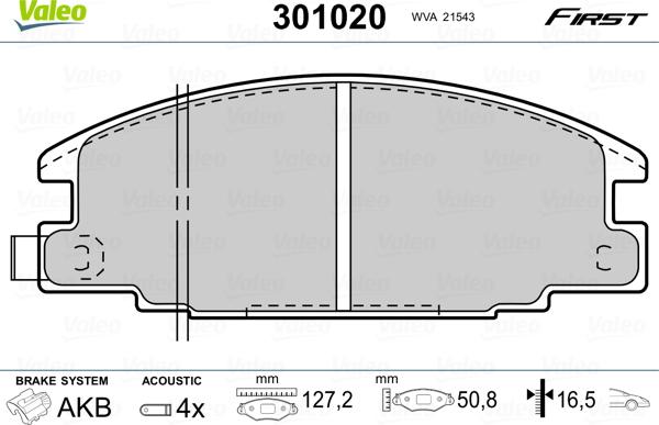 Valeo 301020 - Kit pastiglie freno, Freno a disco www.autoricambit.com