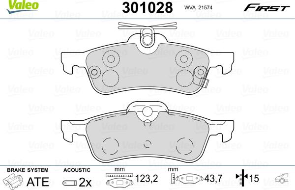 Valeo 301028 - Kit pastiglie freno, Freno a disco www.autoricambit.com