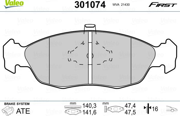 Valeo 301074 - Kit pastiglie freno, Freno a disco www.autoricambit.com