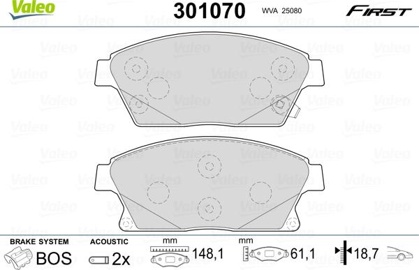 Valeo 301070 - Kit pastiglie freno, Freno a disco www.autoricambit.com