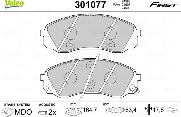 Valeo 301077 - Kit pastiglie freno, Freno a disco www.autoricambit.com