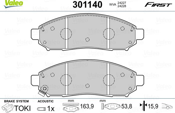 Valeo 301140 - Kit pastiglie freno, Freno a disco www.autoricambit.com