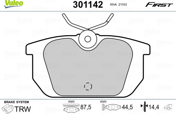 Valeo 301142 - Kit pastiglie freno, Freno a disco www.autoricambit.com