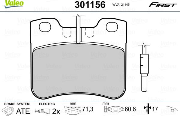 Valeo 301156 - Kit pastiglie freno, Freno a disco www.autoricambit.com