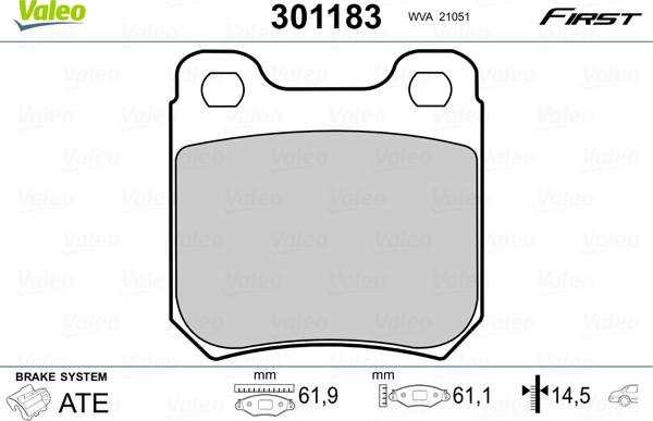 Valeo 301183 - Kit pastiglie freno, Freno a disco www.autoricambit.com