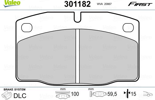 Valeo 301182 - Kit pastiglie freno, Freno a disco www.autoricambit.com