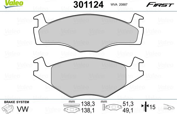 Valeo 301124 - Kit pastiglie freno, Freno a disco www.autoricambit.com