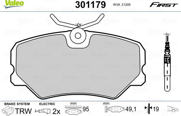 Valeo 301179 - Kit pastiglie freno, Freno a disco www.autoricambit.com