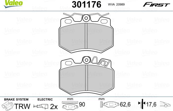 Valeo 301176 - Kit pastiglie freno, Freno a disco www.autoricambit.com