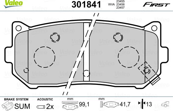 Valeo 301841 - Kit pastiglie freno, Freno a disco www.autoricambit.com