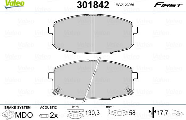 Valeo 301842 - Kit pastiglie freno, Freno a disco www.autoricambit.com