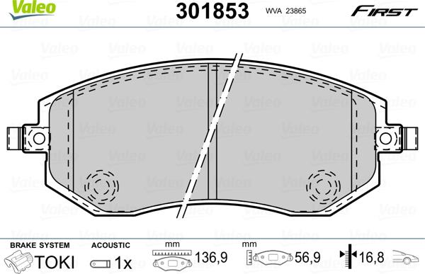 Valeo 301853 - Kit pastiglie freno, Freno a disco www.autoricambit.com