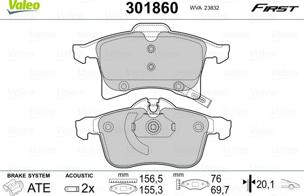 Valeo 301860 - Kit pastiglie freno, Freno a disco www.autoricambit.com