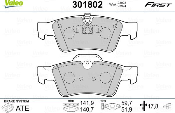 Valeo 301802 - Kit pastiglie freno, Freno a disco www.autoricambit.com