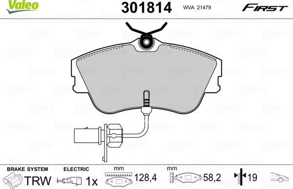 Valeo 301814 - Kit pastiglie freno, Freno a disco www.autoricambit.com