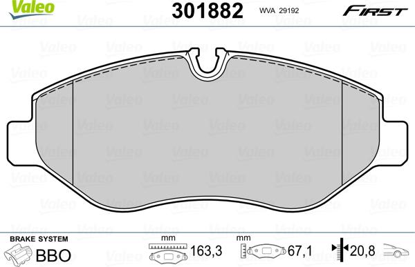 Valeo 301882 - Kit pastiglie freno, Freno a disco www.autoricambit.com