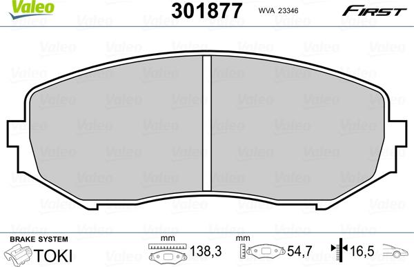 Valeo 301877 - Kit pastiglie freno, Freno a disco www.autoricambit.com