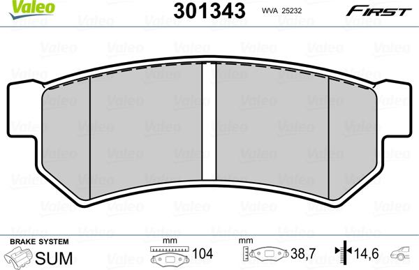 Valeo 301343 - Kit pastiglie freno, Freno a disco www.autoricambit.com