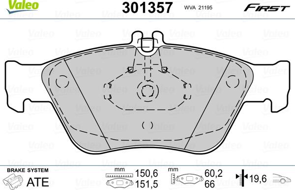 Valeo 301357 - Kit pastiglie freno, Freno a disco www.autoricambit.com