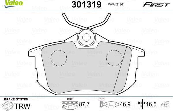 Valeo 301319 - Kit pastiglie freno, Freno a disco www.autoricambit.com