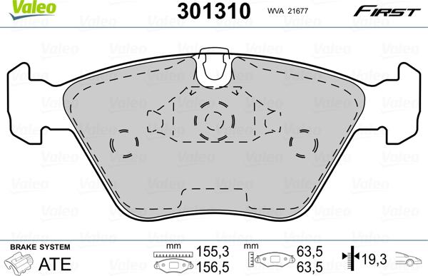 Valeo 301310 - Kit pastiglie freno, Freno a disco www.autoricambit.com