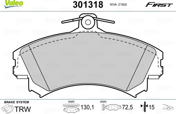 Valeo 301318 - Kit pastiglie freno, Freno a disco www.autoricambit.com