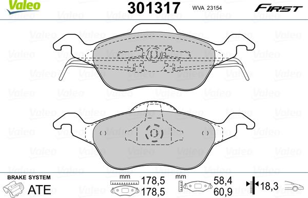 Valeo 301317 - Kit pastiglie freno, Freno a disco www.autoricambit.com