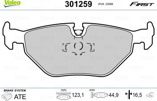 Valeo 301259 - Kit pastiglie freno, Freno a disco www.autoricambit.com