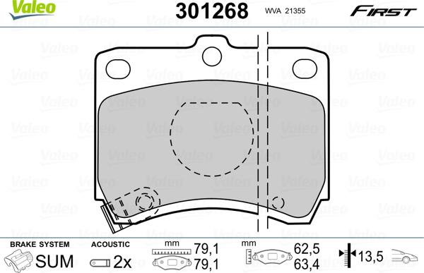 Valeo 301268 - Kit pastiglie freno, Freno a disco www.autoricambit.com