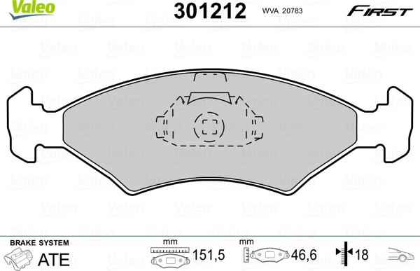 Valeo 301212 - Kit pastiglie freno, Freno a disco www.autoricambit.com