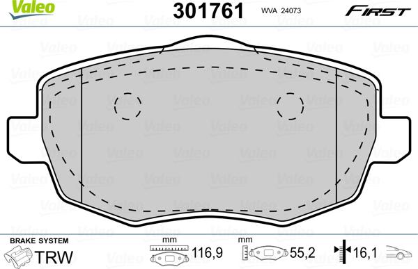 Valeo 301761 - Kit pastiglie freno, Freno a disco www.autoricambit.com