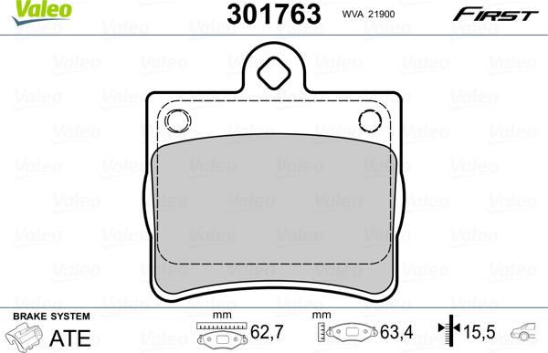 Valeo 301763 - Kit pastiglie freno, Freno a disco www.autoricambit.com