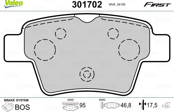 Valeo 301702 - Kit pastiglie freno, Freno a disco www.autoricambit.com